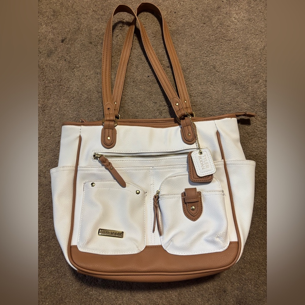 Tyler Rodan Large White Tote Bag Handbag Purse